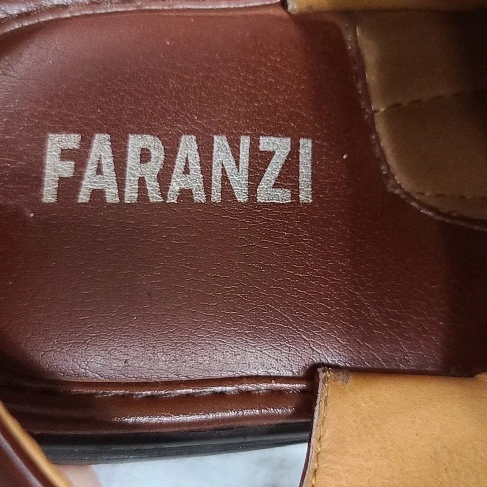 Faranzi Mens‎ Faux Leather Fisherman Sandals Brown Hook&Loop Sz 11 EUC